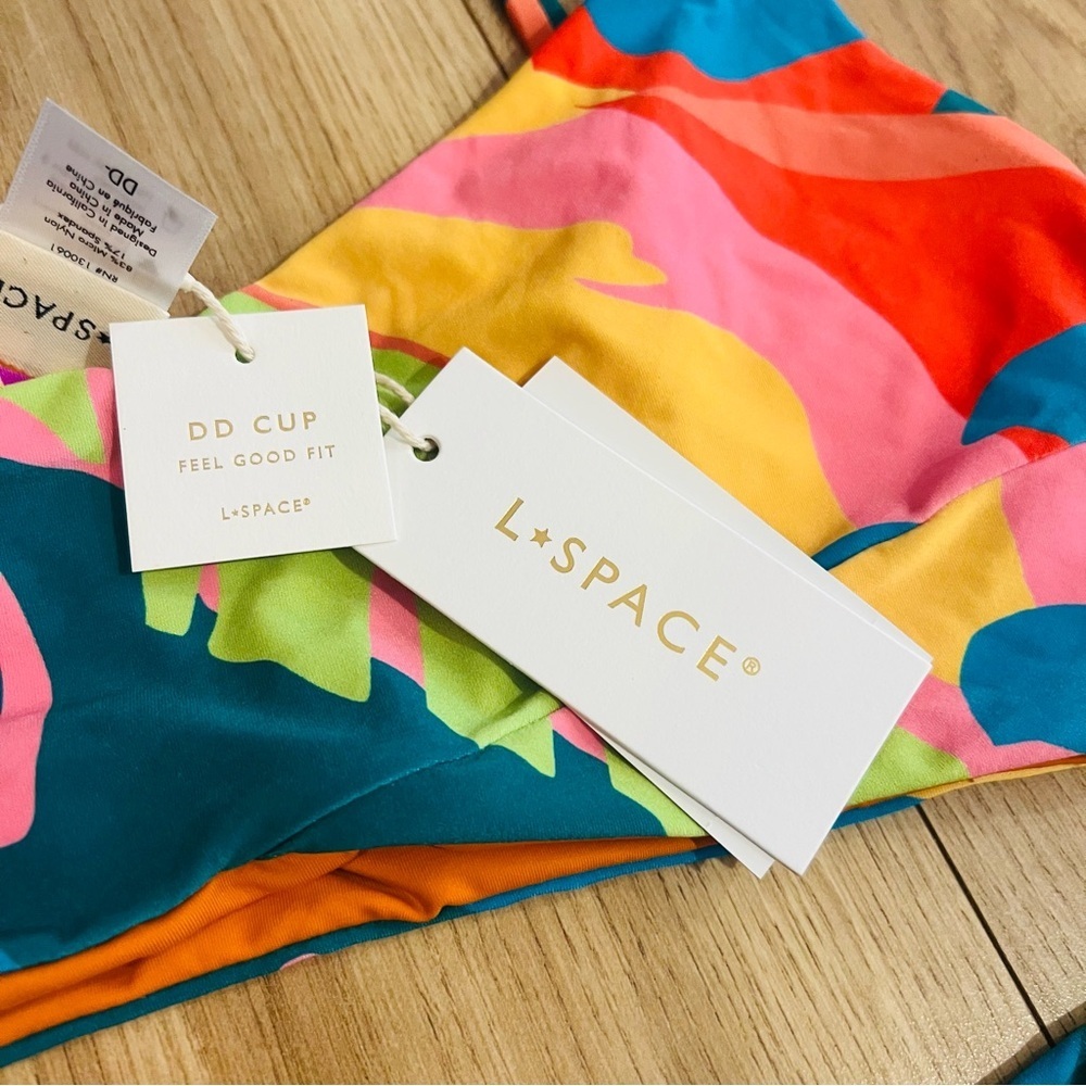 L*Space High Tide Multicolor Tropical Bikini Set size DD/Large - Picture 5 of 8